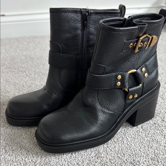 Vince Camuto Black and Gold Combat Boots - Picture 4 of 4